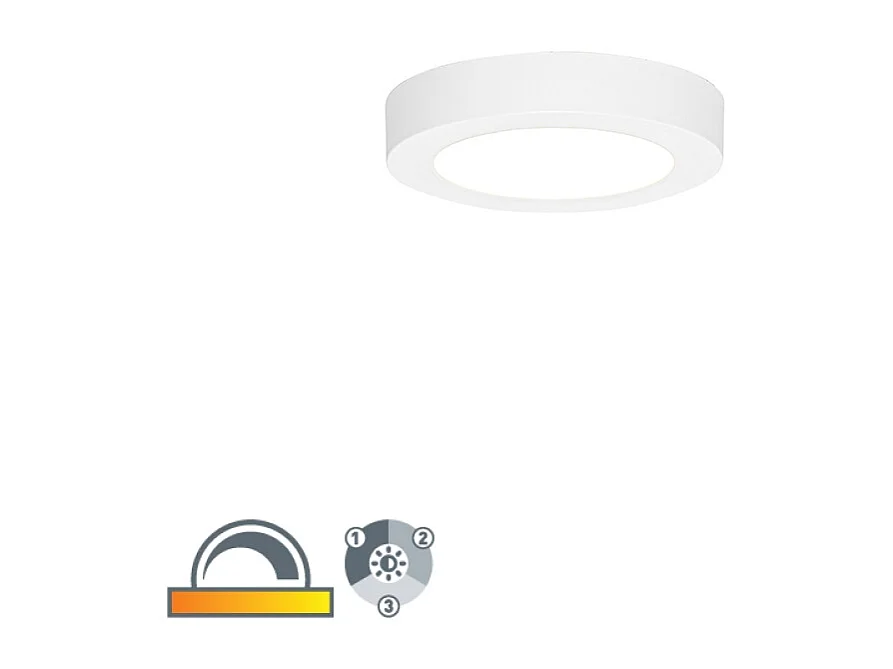 Spot encastrable ou apparent blanc 14 cm LED incluse à intensité variable en 3 étapes avec interrupteur DIP - Trans