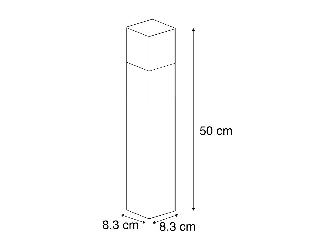 Piquet d'extérieur noir en verre opale 50 cm avec piquet de terre et presse-étoupe - Danemark