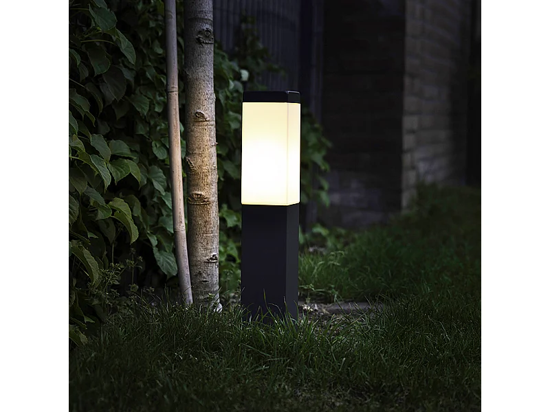 Lampadaire moderne d'extérieur gris foncé avec opale 45 cm IP44 - Malios