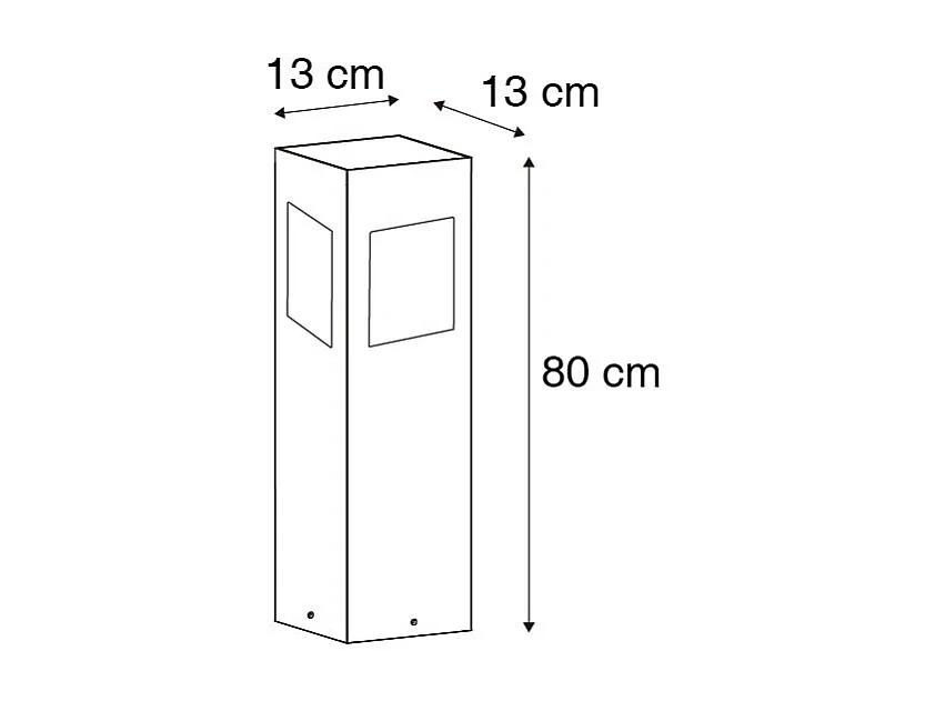 Lampe d'extérieur sur pied noir 80 cm avec feu de croisement et capteur sur solaire - Charlotte