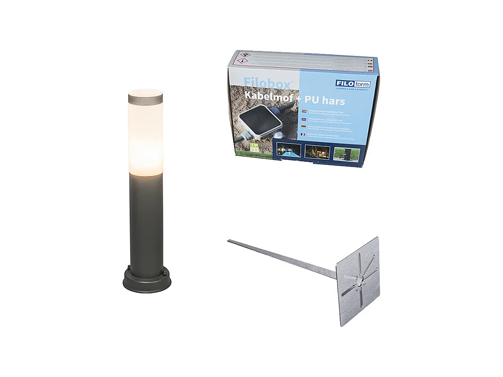 Lampadaire d'extérieur anthracite 45 cm IP44 - Rox avec broche de terre et gaine de câble