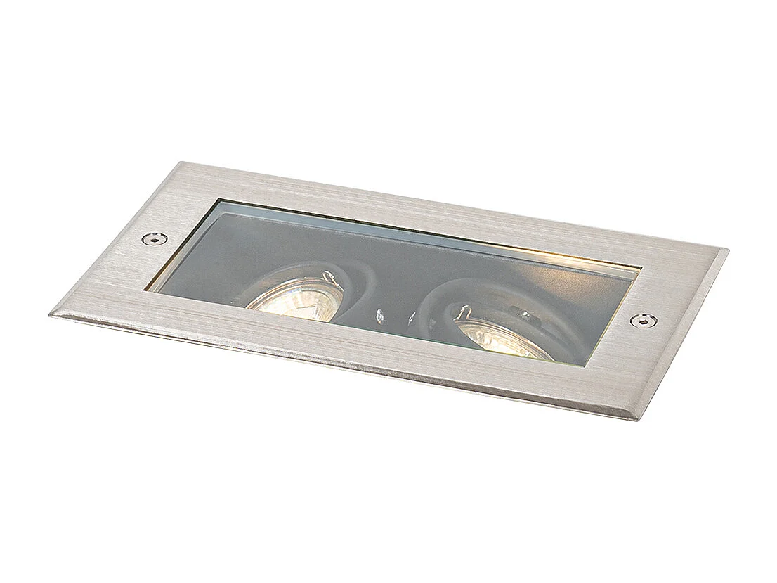 Spot de sol moderne acier 2 lumières orientable IP65 - Oneon