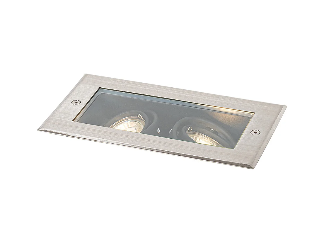 Spot de sol moderne acier 2 lumières orientable IP65 - Oneon