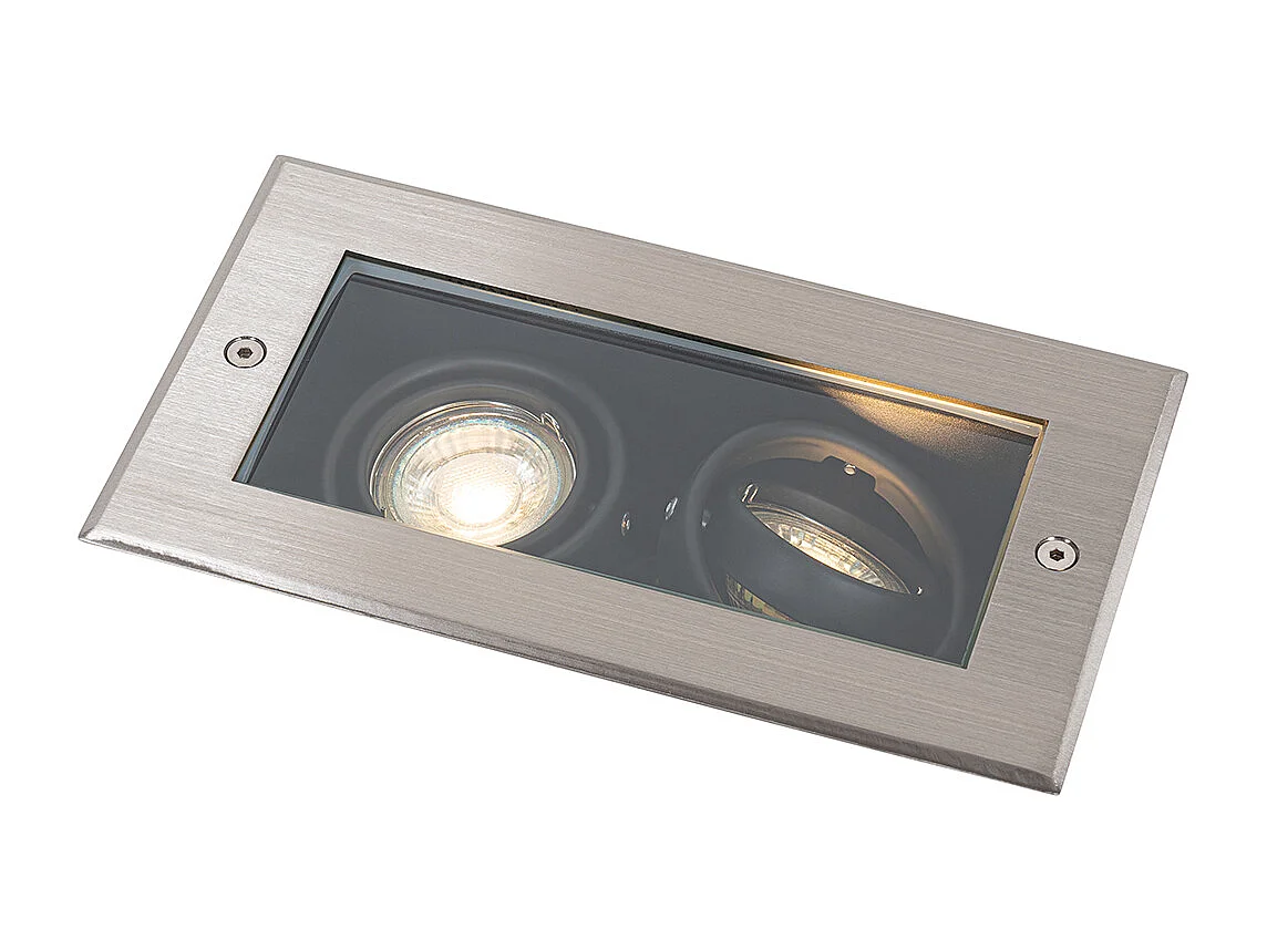 Spot encastré moderne en acier 2 lumières orientables IP65 - Oneon