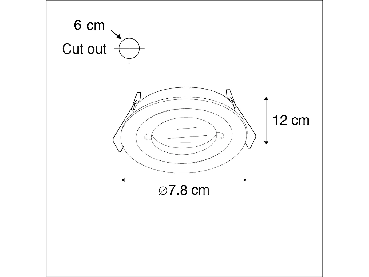 Spot encastré moderne noir rond IP44 - Xena
