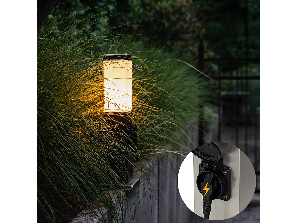 Lampe d'extérieur moderne 45 cm en acier avec prise IP44 - Malios