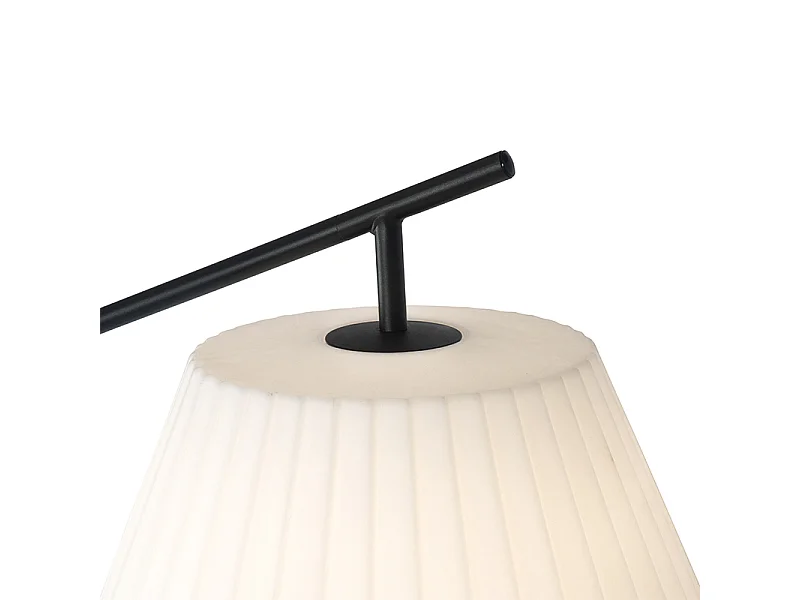 Lampadaire extérieur design noir IP44 avec abat-jour blanc - Robbert