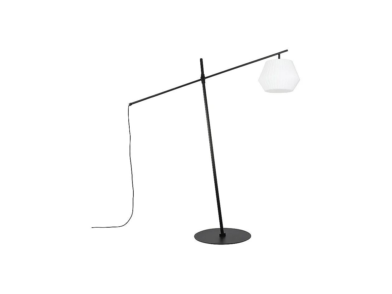 Lampadaire extérieur design noir IP44 avec abat-jour blanc - Robbert