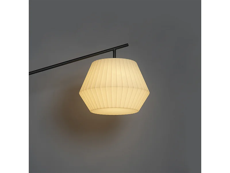 Lampadaire extérieur design noir IP44 avec abat-jour blanc - Robbert