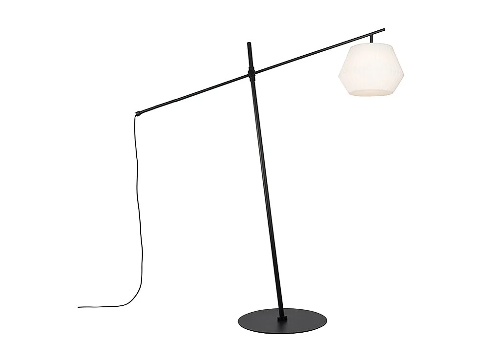 Lampadaire design d'extérieur noir avec abat-jour blanc IP44 - Robbert