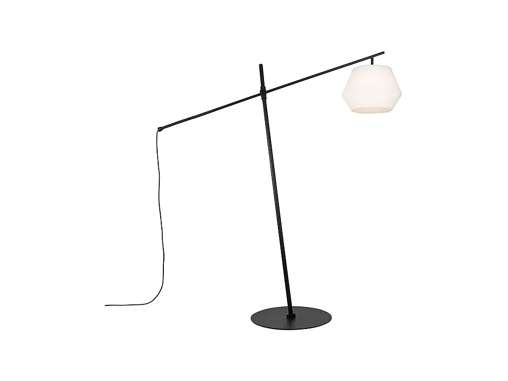 Lampadaire extérieur design noir IP44 avec abat-jour blanc - Robbert
