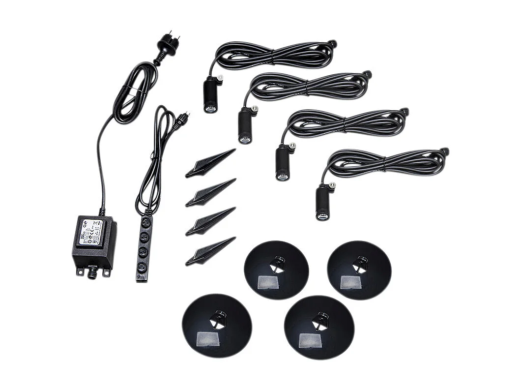 Ensemble de 4 spots de jardin noirs avec LED IP68 - Garly