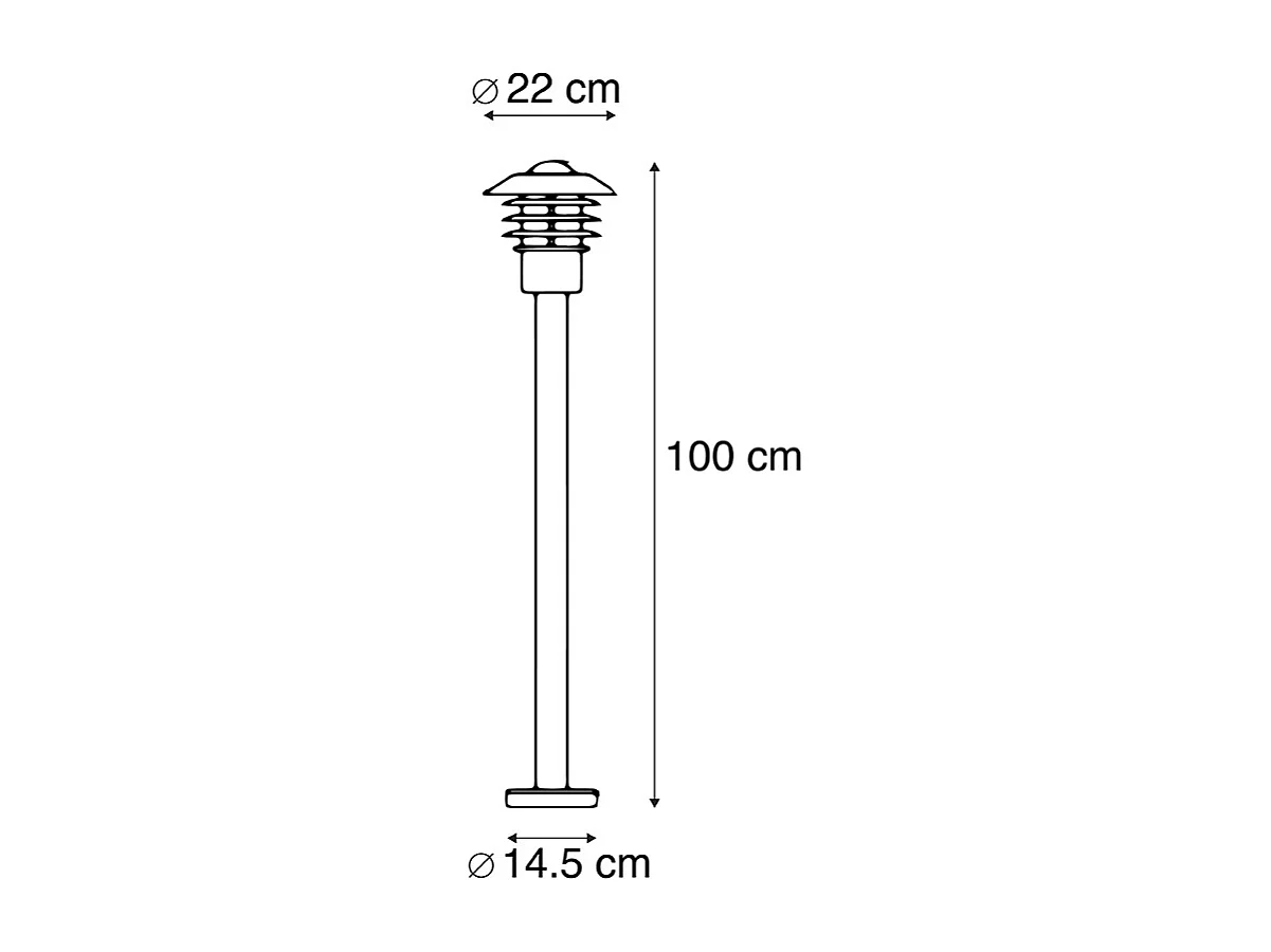 Lampe d'extérieur moderne noire 100 cm IP44 - Prato