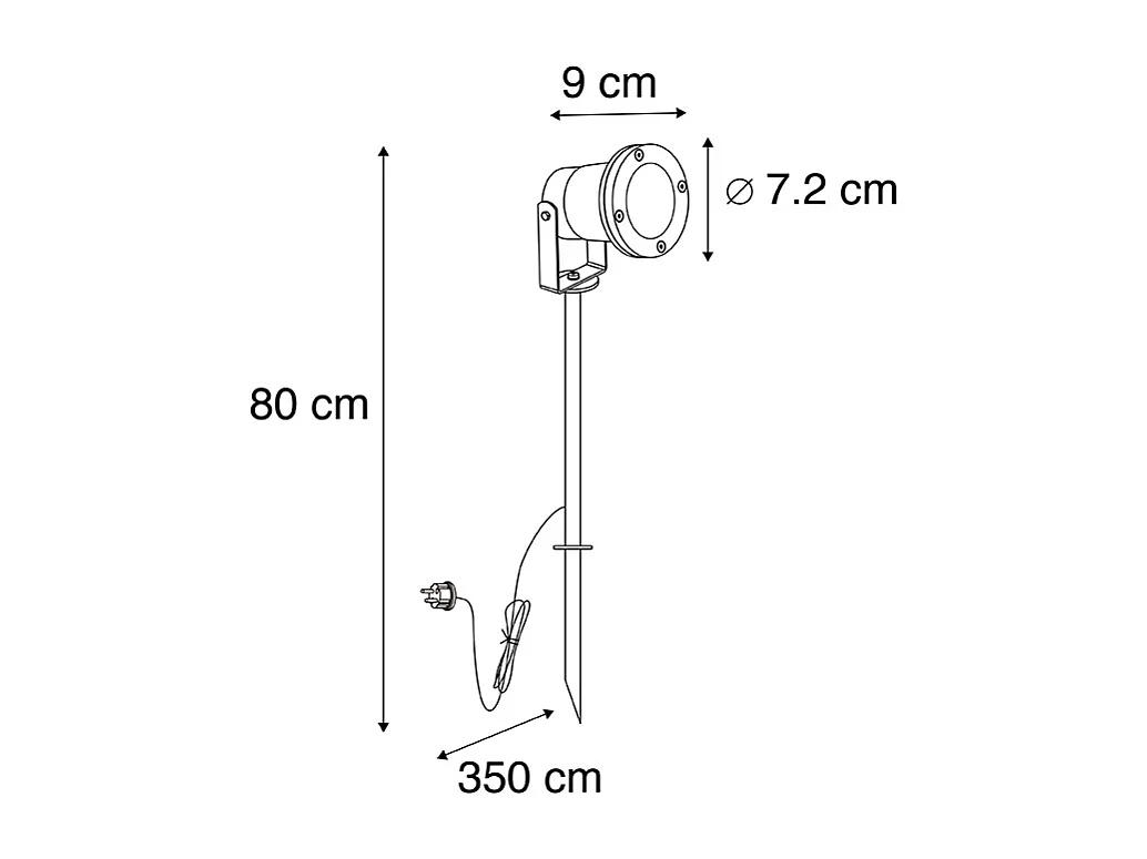 Spike spot noir 40 cm avec câble et fiche IP44 - Basic
