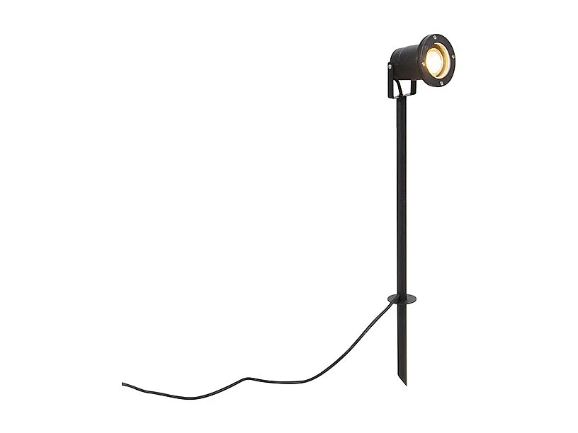 Spot orientable à piquer noir réglable IP44 avec cordon et prise - Basic