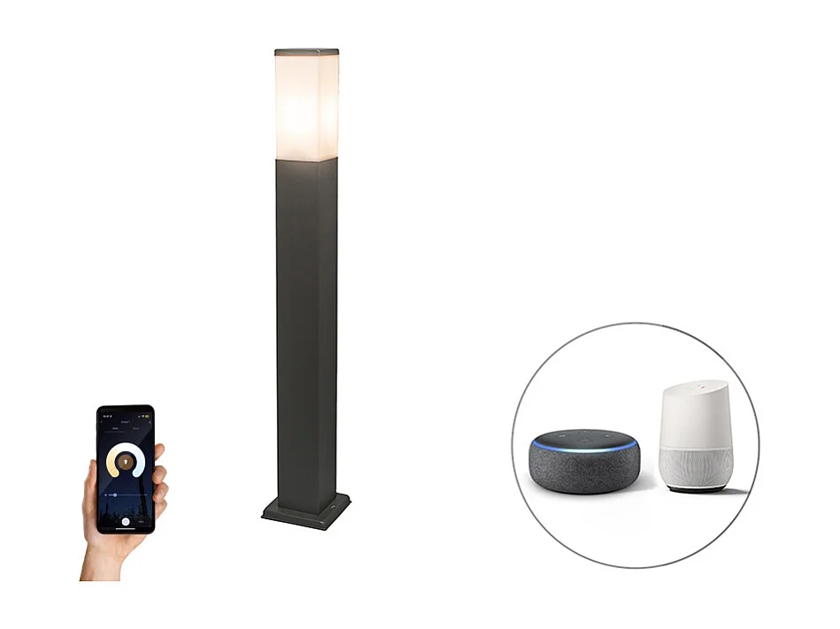 Lampadaire d'extérieur intelligent gris foncé 80 cm avec Wifi P45 - Malios