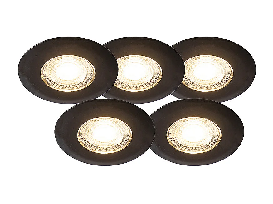 Lot de 5 spots encastrables noirs dimmables en 3 étapes - Ulo