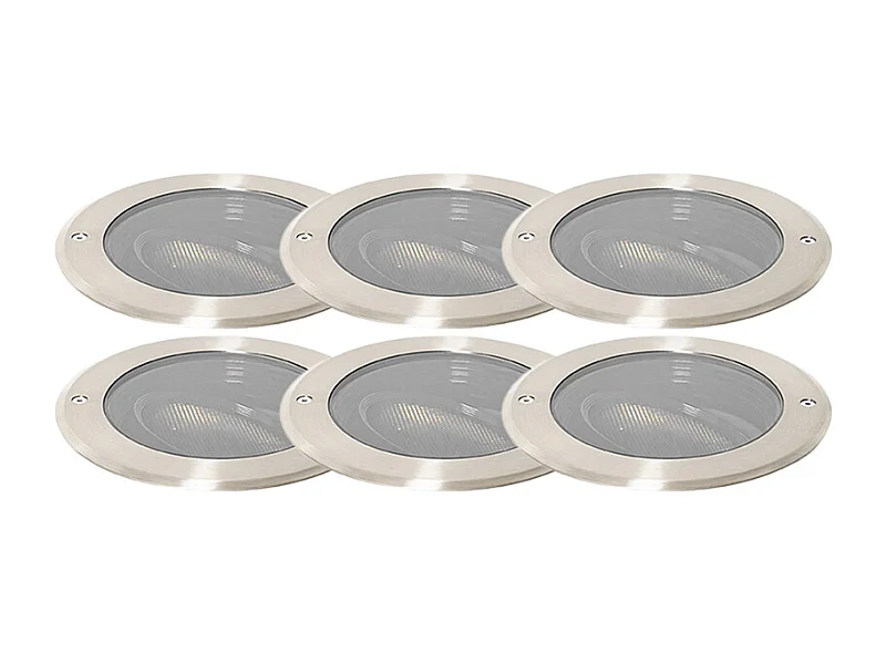 Ensemble de 6 spots encastrés acier AR111 orientables IP65 - Delux Honey