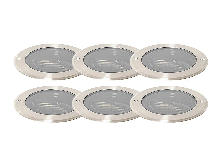 Lot de 6 spots de sol acier AR111 orientables IP65 - Delux Honey