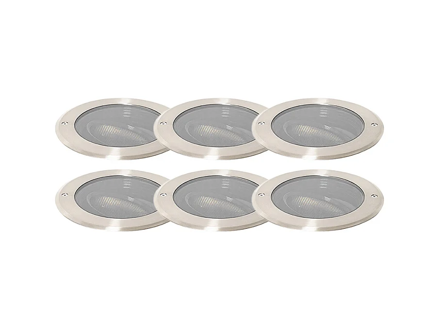 Lot de 6 spots de sol acier AR111 orientables IP65 - Delux Honey