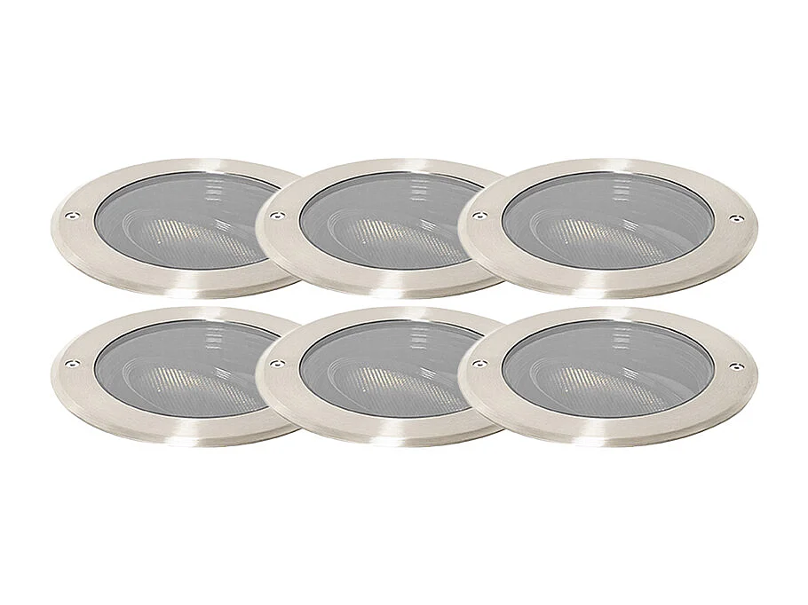 Ensemble de 6 spots encastrés acier AR111 orientables IP65 - Delux Honey