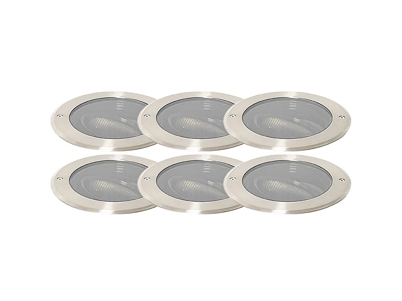 Ensemble de 6 spots encastrés acier AR111 orientables IP65 - Delux Honey
