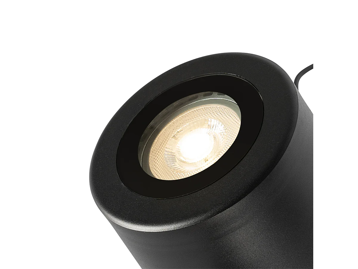 Spot de jardin moderne noir rond IP65 AR111 - Lennard