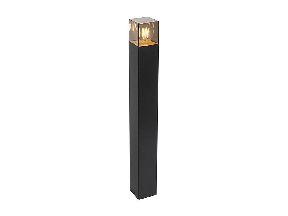 Lampe d'extérieur sur pied noire 70 cm IP44 avec verre fumé - Danemark