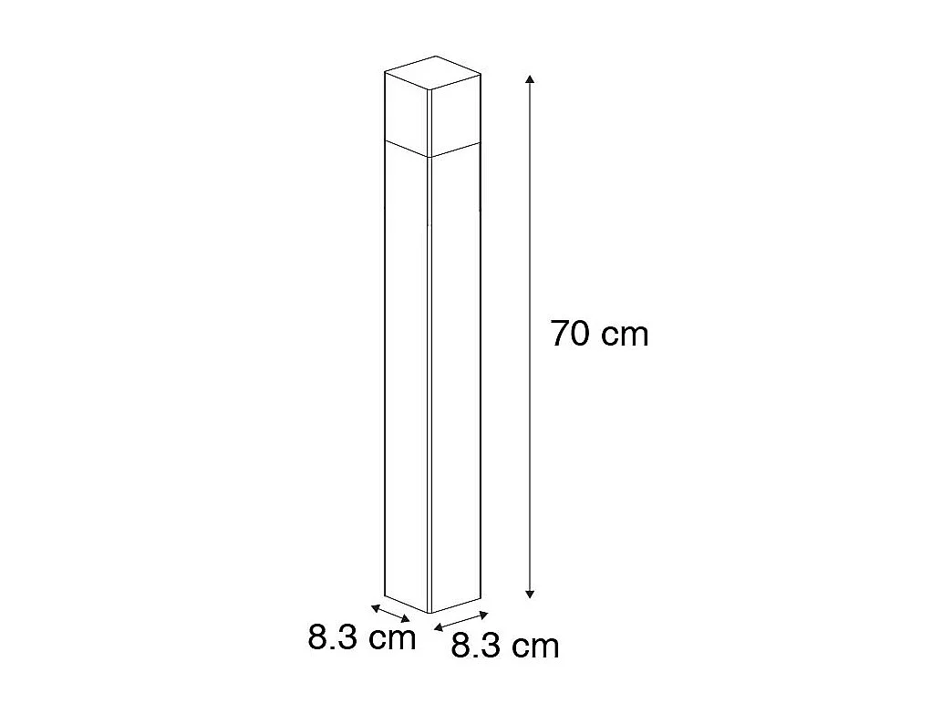 Lampe d'extérieur sur pied noire 70 cm IP44 avec verre fumé - Danemark