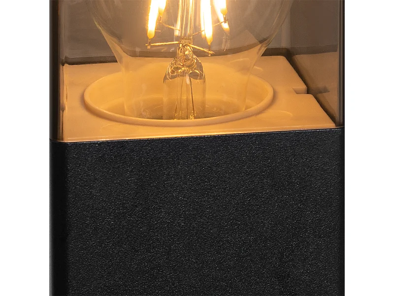 Lampe d'extérieur sur pied noire 70 cm IP44 avec verre fumé - Danemark