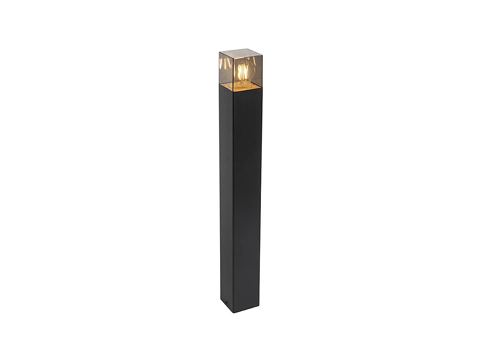 Lampe d'extérieur sur pied noire 70 cm IP44 avec verre fumé - Danemark