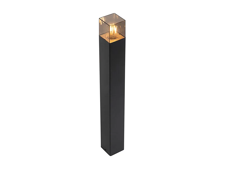 Lampadaire d'extérieur noir 70 cm IP44 avec verre fumé - Danemark