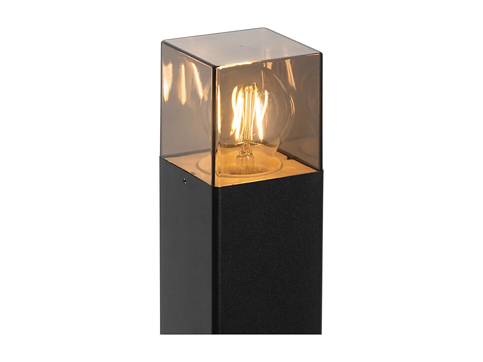 Lampadaire d'extérieur noir 70 cm IP44 avec verre fumé - Danemark