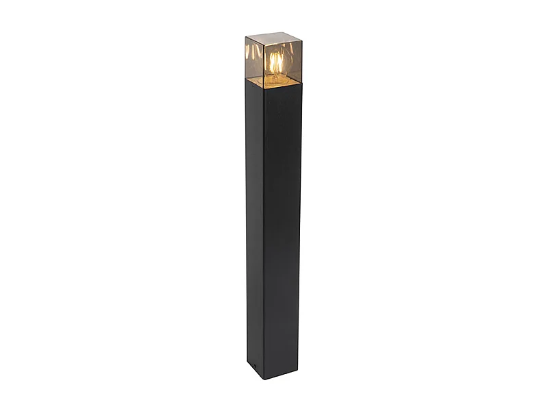 Lampadaire d'extérieur noir 70 cm IP44 avec verre fumé - Danemark