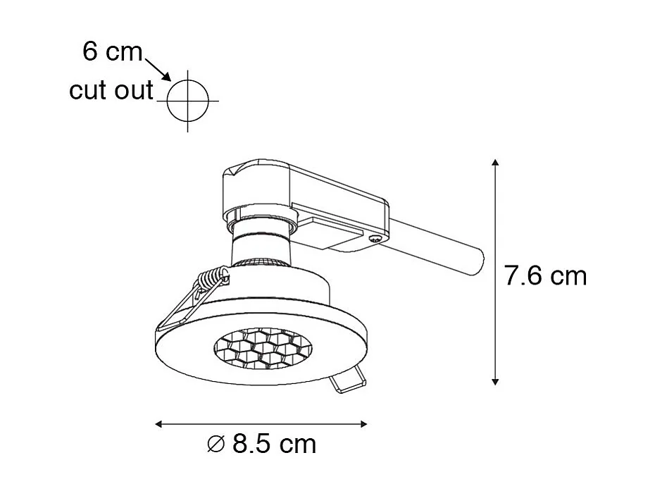 Spot encastré moderne pour salle de bain noir IP54 - Shed Honey