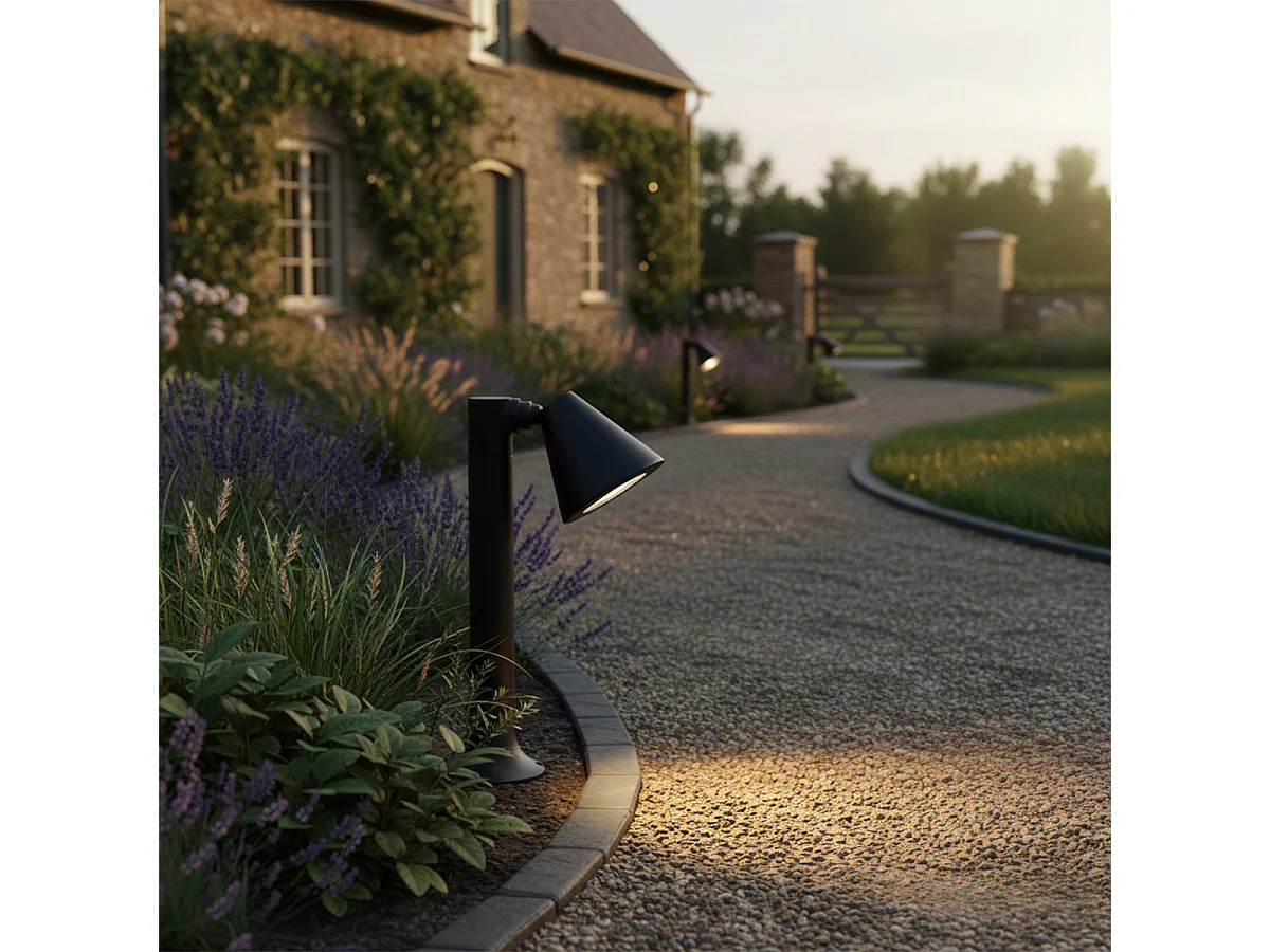 Borne d'extérieur moderne noire 30 cm IP44 orientable - Ciara