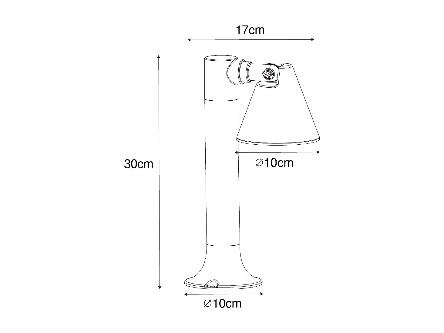 Borne d'extérieur moderne noire 30 cm IP44 orientable - Ciara