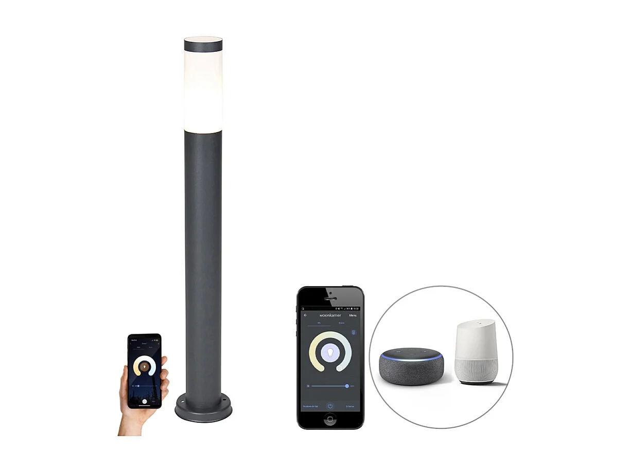 Lampadaire d'extérieur intelligent anthracite 80 cm avec Wifi P45 - Rox