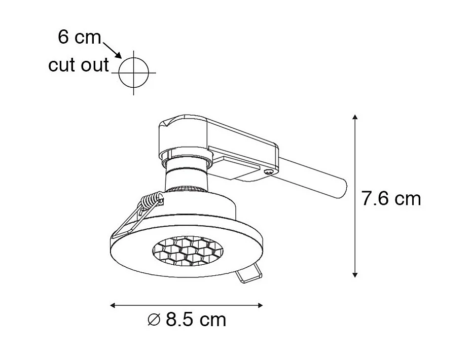 Spot encastré moderne blanc pour salle de bain IP54 - Shed Honey