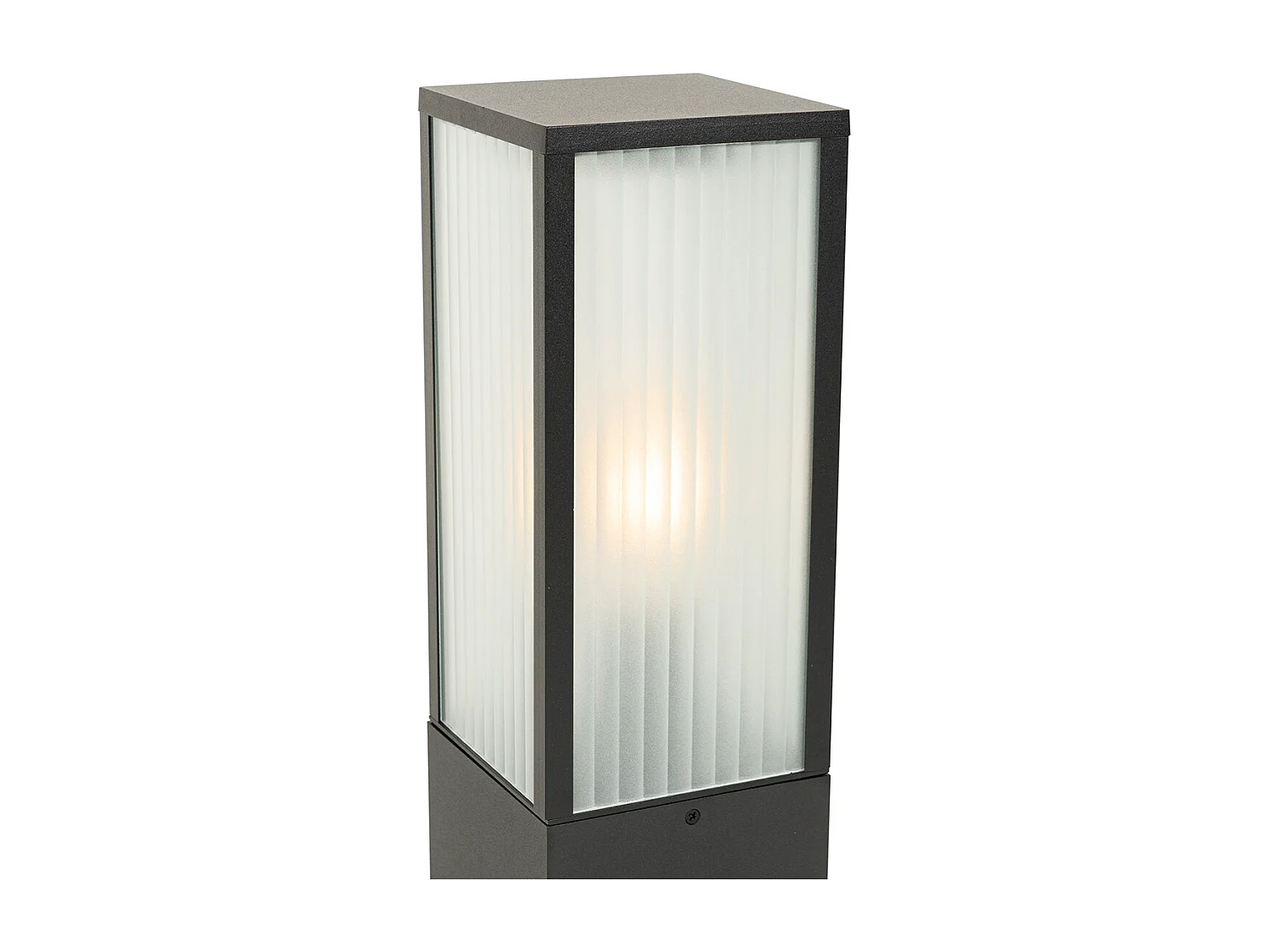 Lampe d'extérieur sur pied noire avec verre nervuré 40 cm IP44 - Charlois