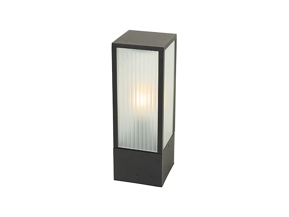 Lampe d'extérieur sur pied noire avec verre nervuré 40 cm IP44 - Charlois