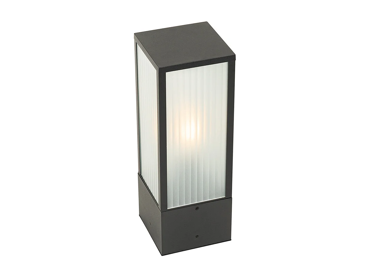 Lampadaire d'extérieur noir avec verre nervuré 40 cm IP44 - Charlois