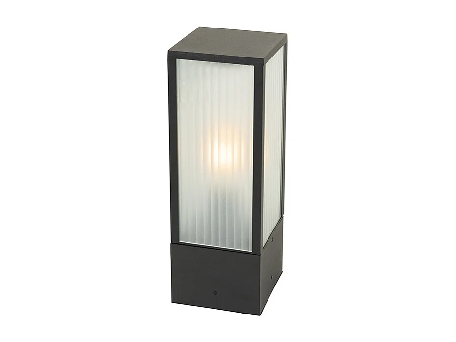 Lampadaire d'extérieur noir avec verre nervuré 40 cm IP44 - Charlois