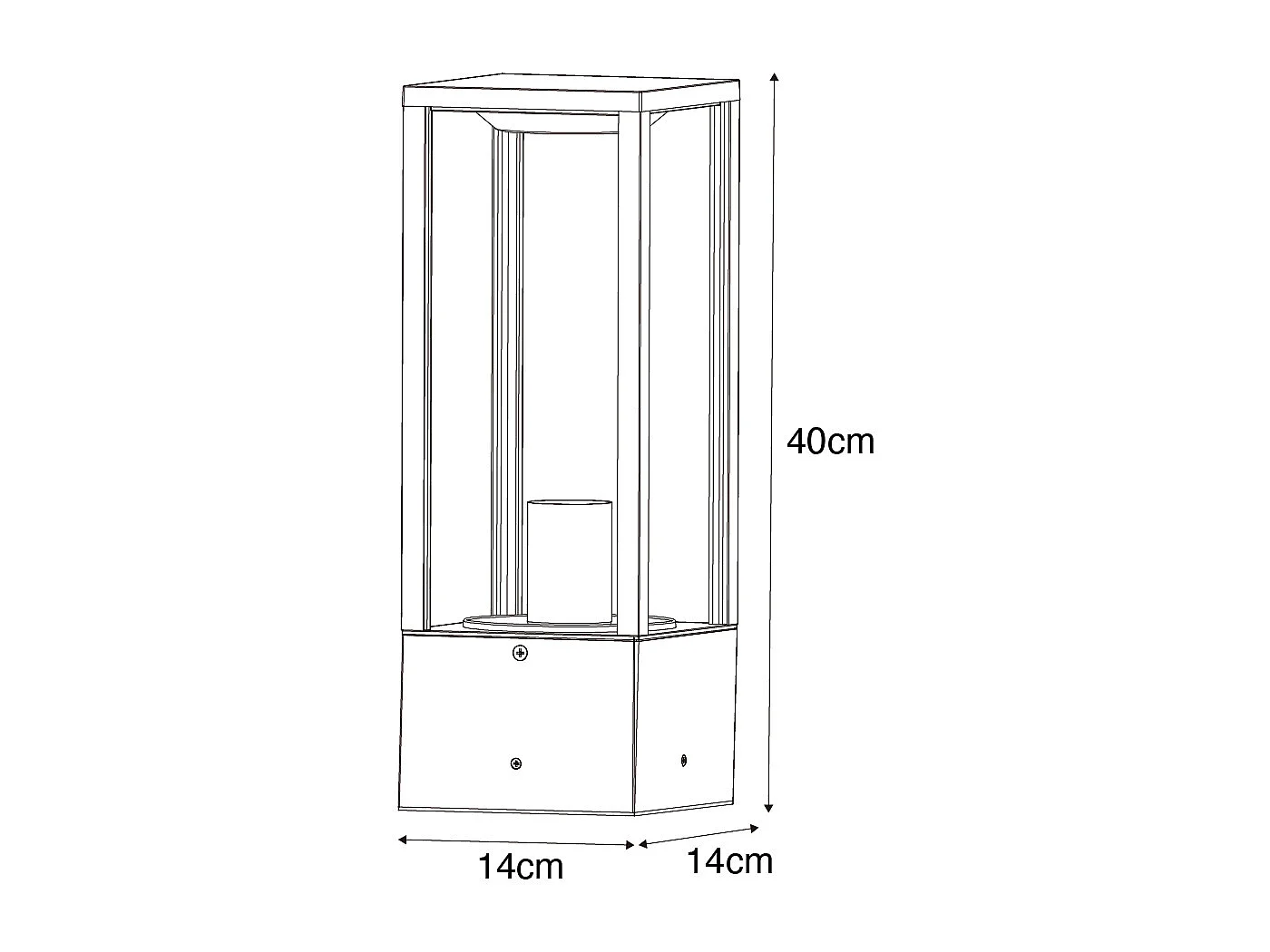Lampadaire d'extérieur noir avec verre nervuré 40 cm IP44 - Charlois