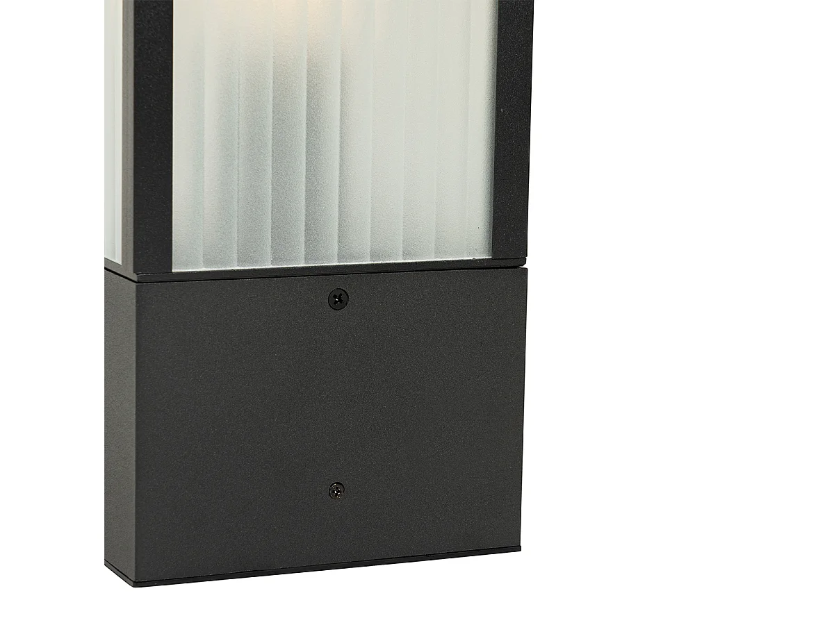 Lampadaire d'extérieur noir avec verre nervuré 40 cm IP44 - Charlois