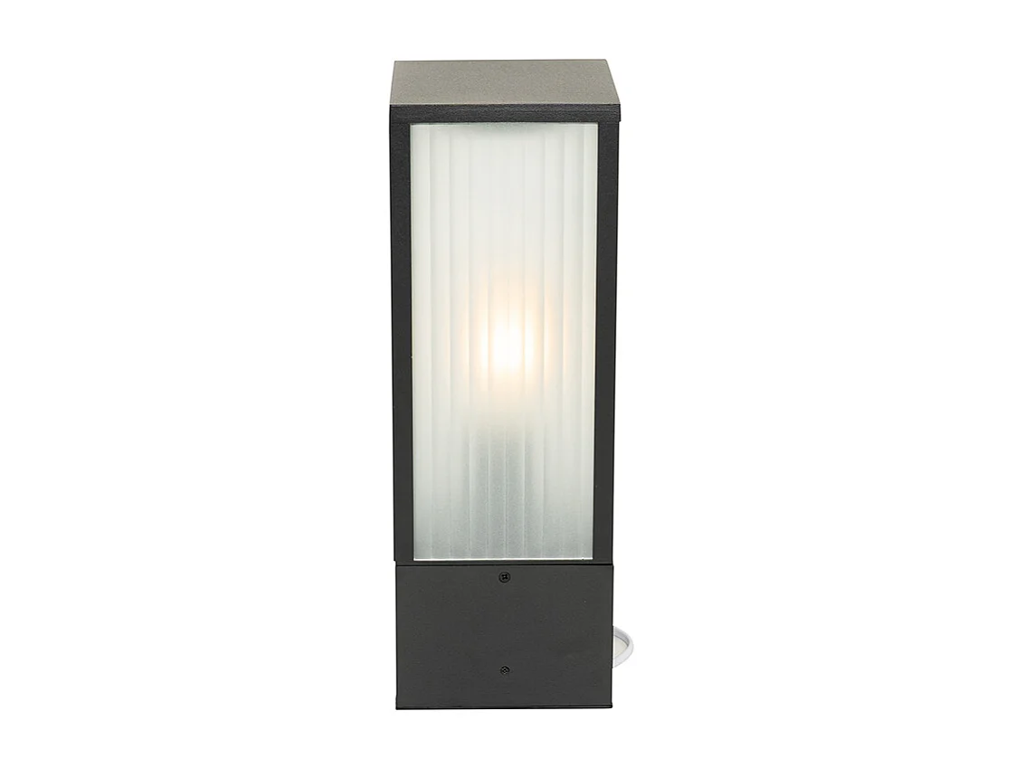 Lampadaire d'extérieur noir avec verre nervuré 40 cm IP44 - Charlois