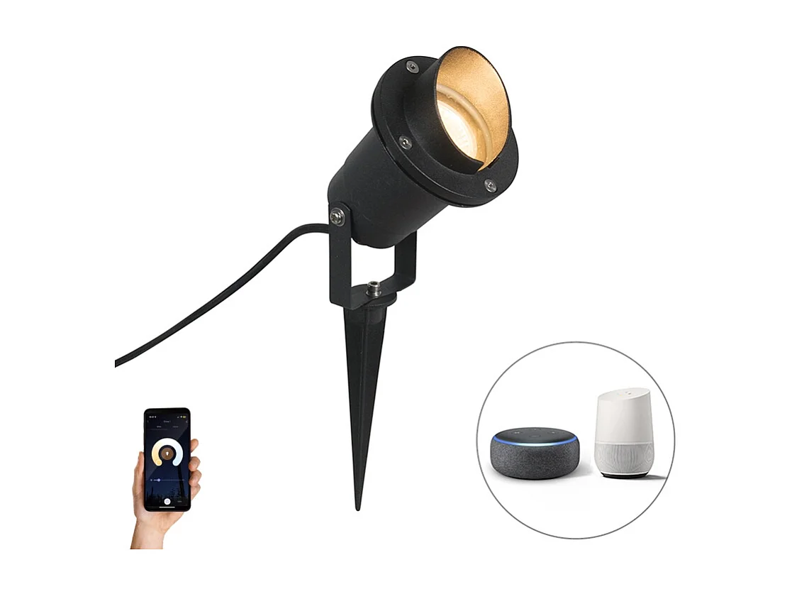 Pointe intelligente noire IP65 avec WiFi GU10 - Terminé