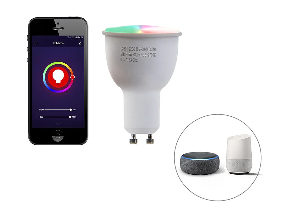 Spot encastrable intelligent noir IP65 avec Wifi GU10 - Done