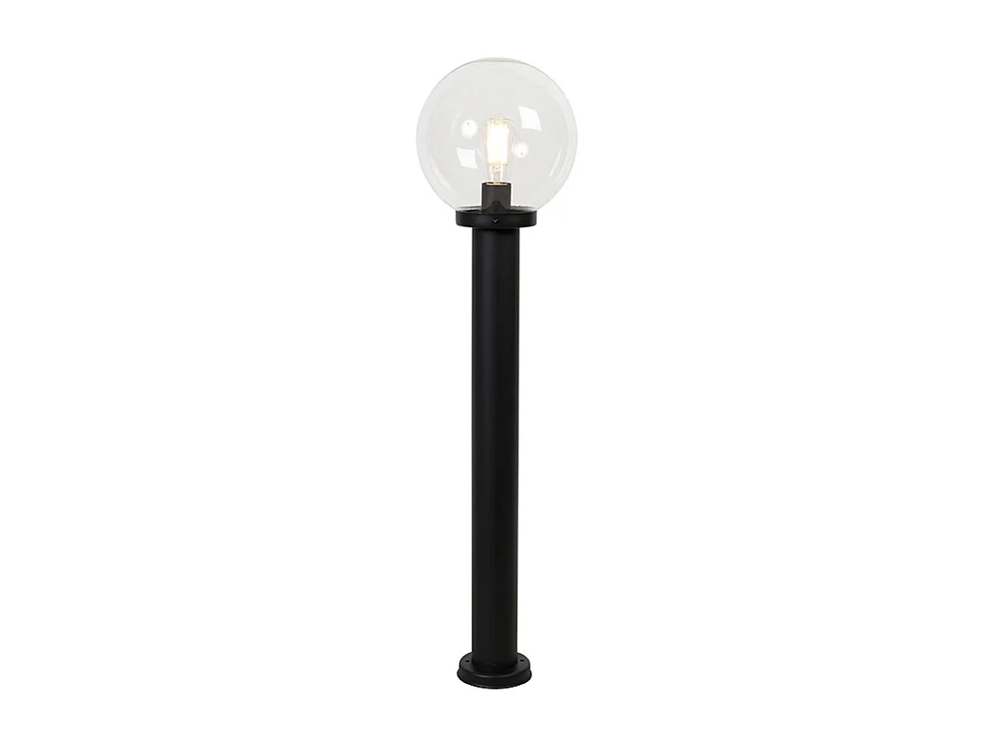 Lampe d'extérieur sur pied noire avec sphère transparente 100 cm IP44 - Sfera
