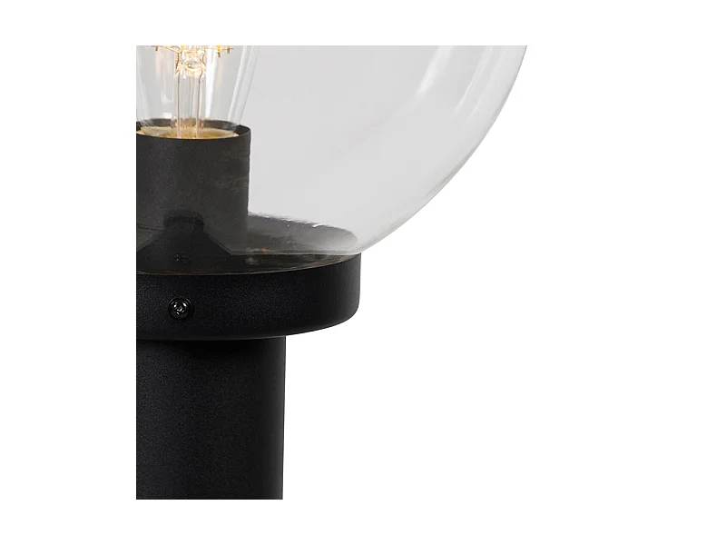 Lampe d'extérieur sur pied noire avec sphère transparente 100 cm IP44 - Sfera